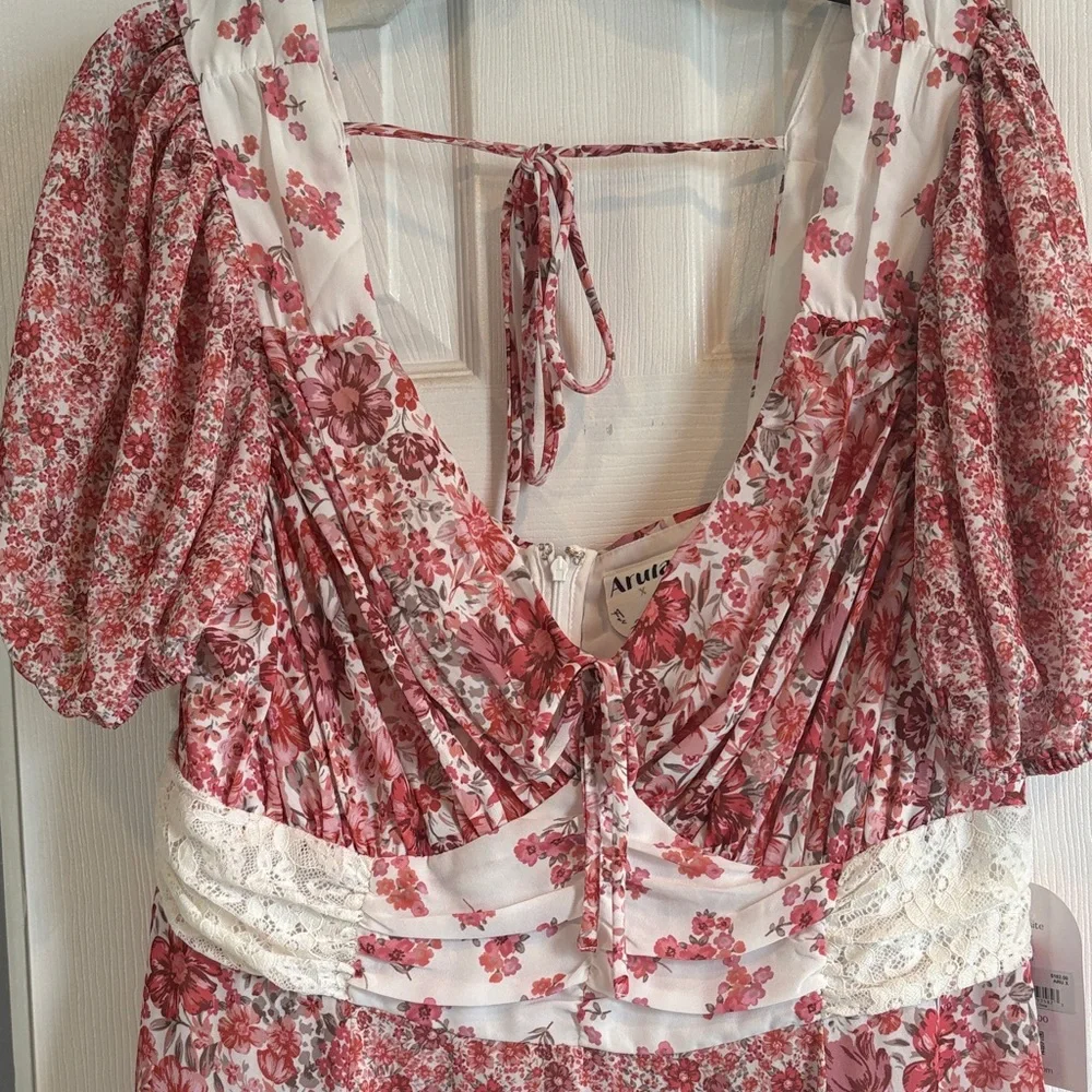 ARULA Pink and Cream Floral Mini Dress - Picture 6 of 8